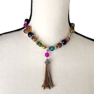 𝅺CHICO'S Tassel & Beads Boho Necklace